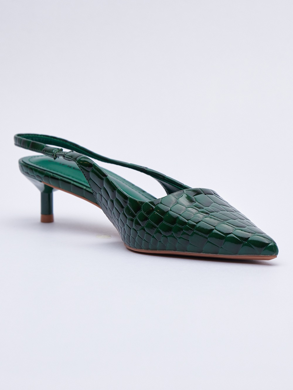 Textured Leather Pointed Slingback Heels